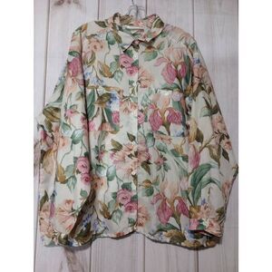 Ashley Hall Shirt Ladies 22 Vintage Button‎ Front Semi Sheer Lightweight